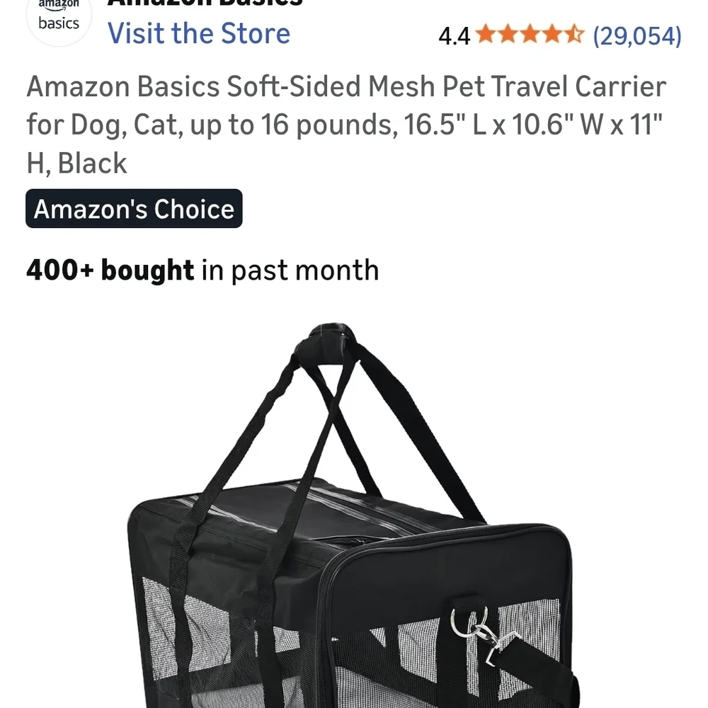 Black Mesh Pet Carrier
